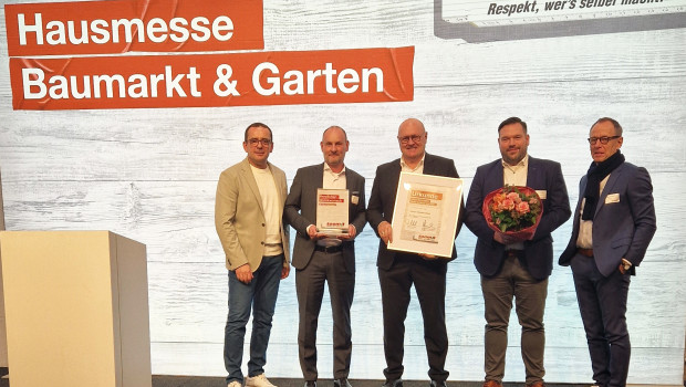 In diesem Jahr gewinnt die Classen Vertriebs GmbH den ersten Platz des Lieferantenpreises : Dominique Rotondi (v.l.), Markus Ehler, Mathias Gorecki, Sebastian Meeth, Hans-Joachim Kleinwächter. 