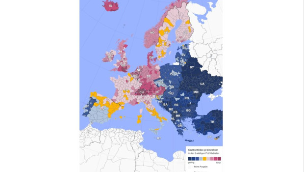 Die einzelnen europäischen Länder unterscheiden sich bei der Kaufkraft deutlich. 