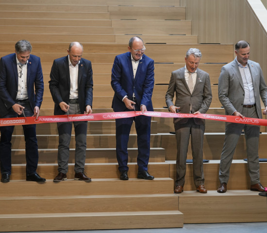 Feierliche Eröffnung in Mannheim (v. l.) Johannes Harter (Unternehmensleitung Bauhaus International), Stefan Wolsiffer (Unternehmensleitung Bauhaus), Christian Specht (Oberbürgermeister Stadt Mannheim), Daniel Barth (CPO und Unternehmensleitung Bauhaus) und Thomas Makowski (CFO und Unternehmensleitung Bauhaus). 